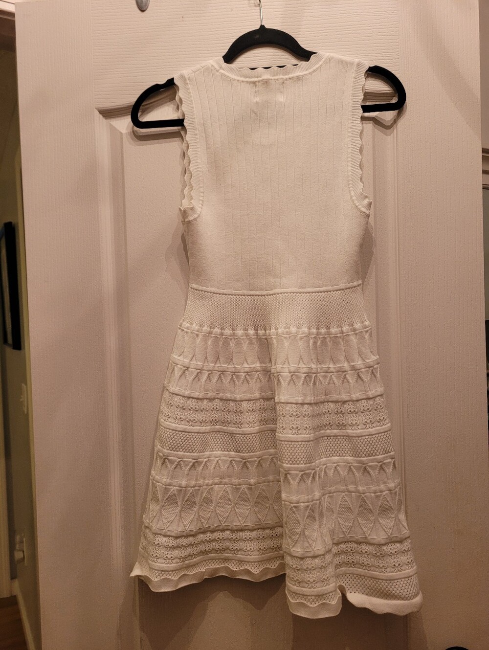 White Knit Lace-Detail Girls' Dress